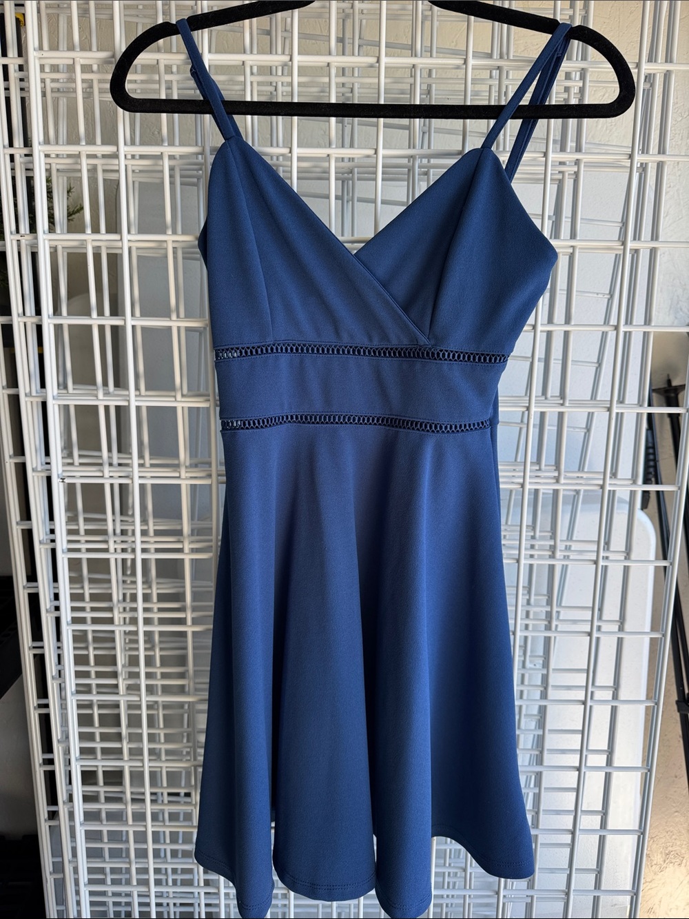 Sleeveless V-Neck Mini Dress in Deep Blue